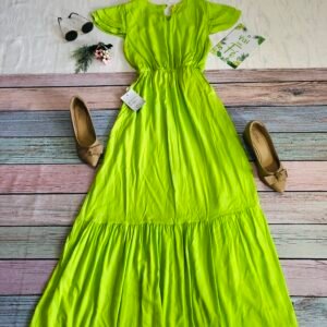 VESTIDO VISCOLINHO LONGO BOTÃO